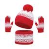 3Pcs/Set Winter Hat Scarf Gloves Set Plush Ball Decor Hat Thickened Plush Lining Neck Gaiter Touch Screen Gloves Set