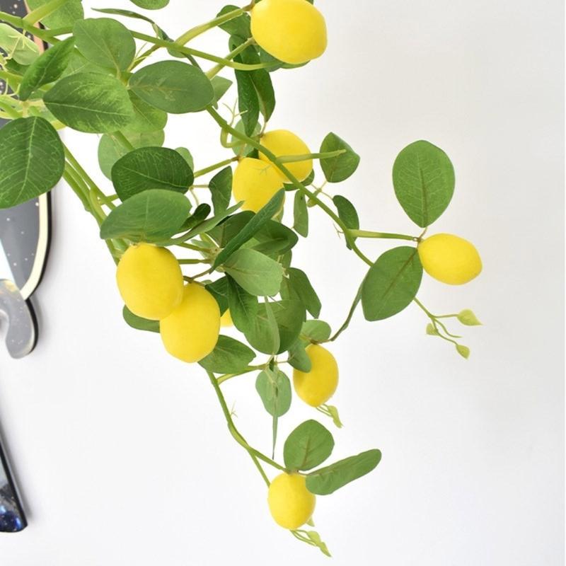 Pack of 2 Bright Artificial Lemon Branches Artificial Lemon Branches Yellow Stem For Garden And Kitchen Decoration