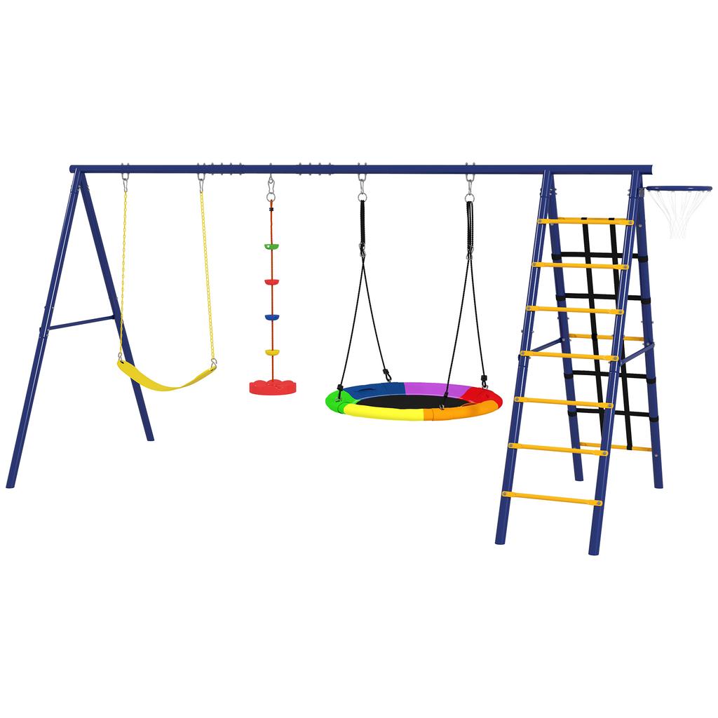Children's Swing Set, Steel, 3-8 Years, 6-in-1 Design, Colorful