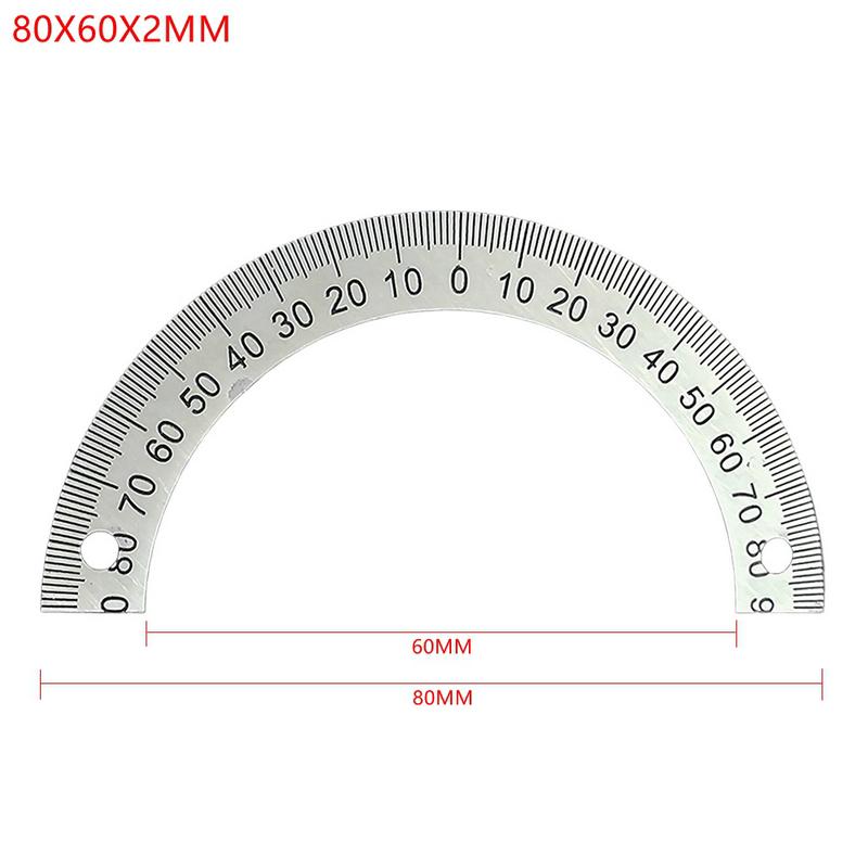 Semicircular Stainless Steel Dial Positioning Hole Protractor Ruler Angle 180 Dial 60MM 80MM 120M 240MM Measurement Tools
