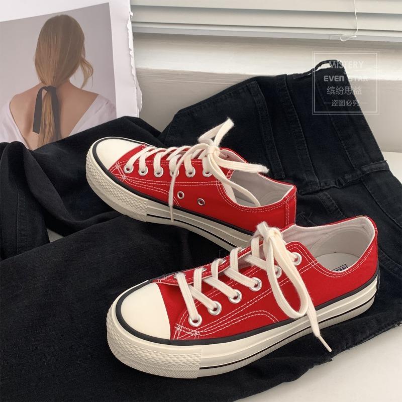 

Холщовые туфли на толстой подошве ярко-красного цвета женские студенческие туфли-маффины 5615 40 ярко-красный