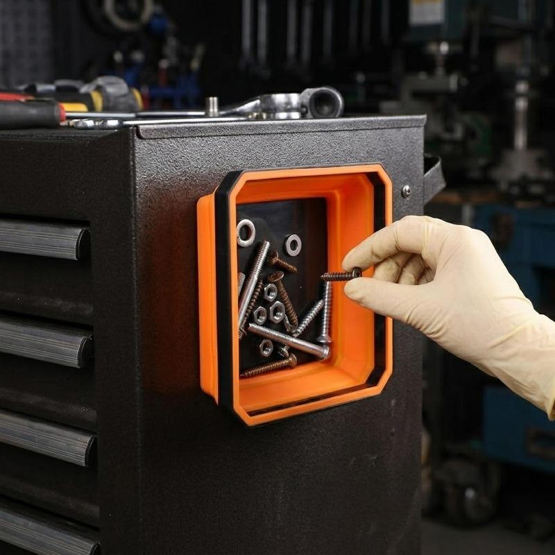 Magnetic Tools Tray Foldable Square Silicone Bowls Screw Bolt Nut Washer Trays Hardware Small Metal Parts Magnetic Storage Box