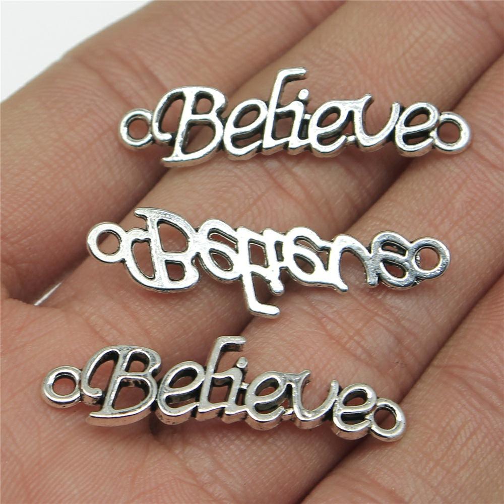10pcs Believe Charms Believe In Love Charms For Jewelry Making Antique Bronze Silver Color Pendants DIY Crafts Making Findings