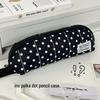 Pink Polka Dot Hand-Held Pencil Case - Stylish, High-Capacity, Creative Stationery Box for Students