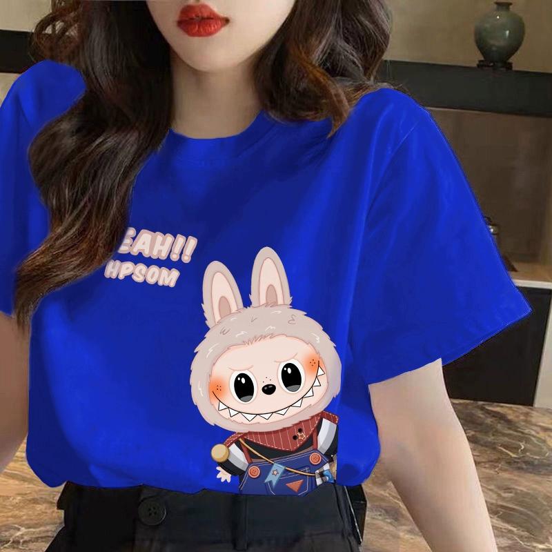 

Футболка с графикой мультяшного эльфа-монстра Labubu, женская футболка, летняя повседневная женская футболка, топ, свободная одежда с коротким рукавом 6XL