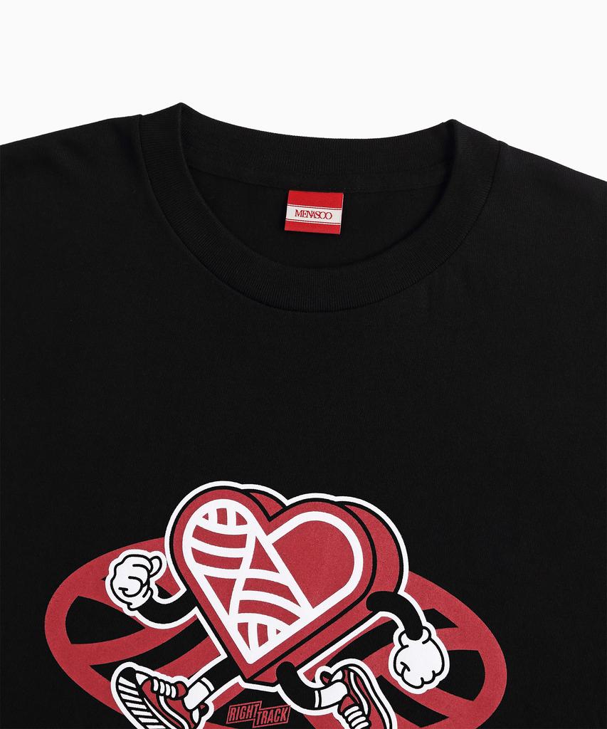 Minasu New Big Hearttrack Graphic T Shirt_Black
