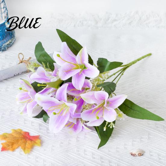 Simulation Flower 1Pc Artificial Lilies Realistic No Withering Non-fading Single Branch Multi-fork Artistic