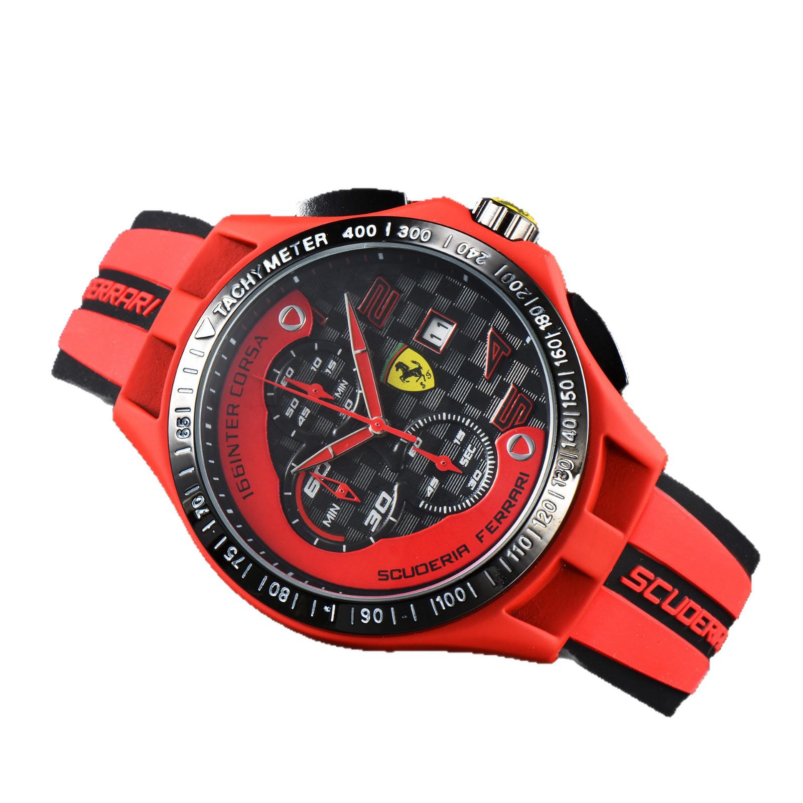 Мужские часы Ferrari Racing Stopwatch с шестистрелочным резиновым ремешком Model 2