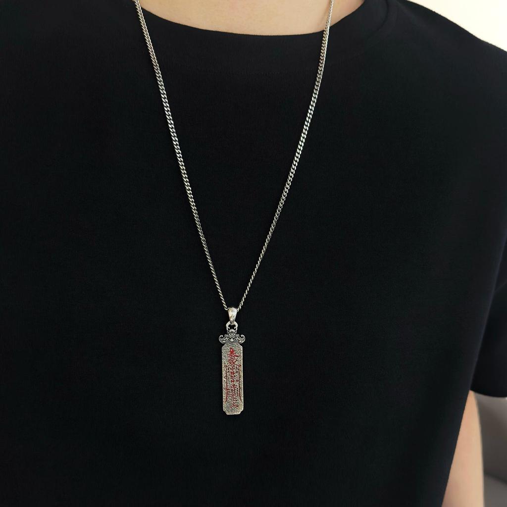 Retro S925 Sterling Gümüş Kolye Ucu - Erkekler İçin Sekiz Yön Zenginlik Tanrısı Kolye