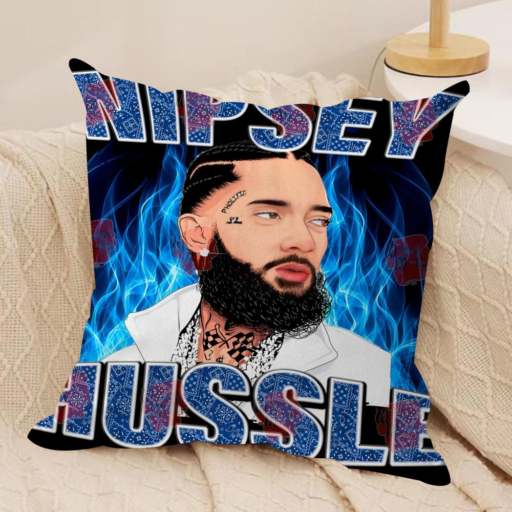 RAPPER NNipsey HHussle Cushion Cover Soft Plush Fabric DoubleSided Printed Cushion Covers for All Seasons Home Decor