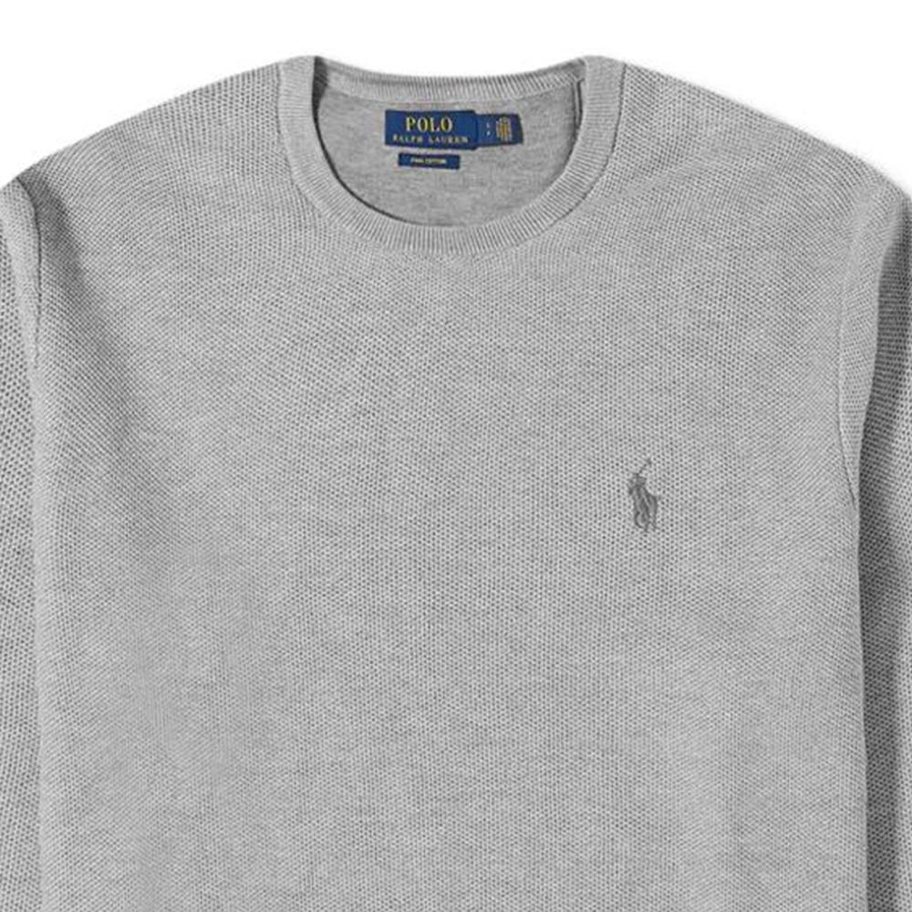 Polo Ralph Lauren SW22 Jednolity Sweter z Długim Rękawem i Haftowanym Logo Męski Sweter Szary 710680593010