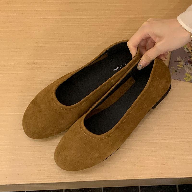 

Мода 2025 Новая Мода Круглый Носок Женские Балетки Слипоны Обувь Мелкая Женская Мягкая Обувь Флок Женщины Балетки Танцевальная Обувь 35 коричневый