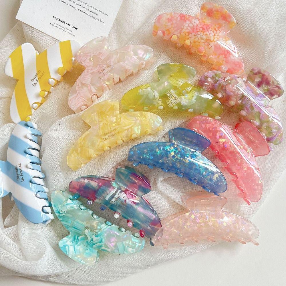 Acetic Acid Acetate Hair Claw Fresh Flower Hair Claw Fashion Irregular Pattern Shark Clip  Travel