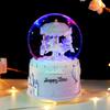 Iridescent Castle Snowfall Crystal Ball Music Box for Kids - Dreamy Fairy Tale Carriage.