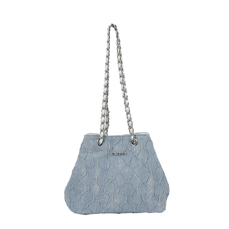 Niche Denim Bag Women's New Fashion Simple Chain Messenger Bag Commuter Shoulder Armpit Bag