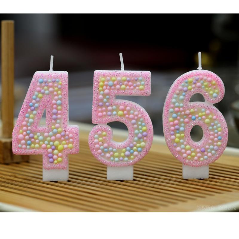 

Новые цветные шарики макарон 0-9 креативные цифровые свечи на день рождения розовый