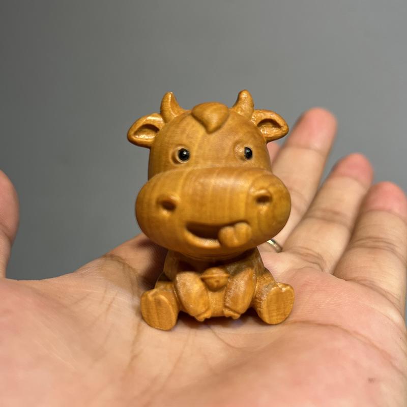 1PC Small Animal Statues Wooden Hand Carved Animal Statue Tea Pet Palm-Sized Home Decor Gift Sculpture