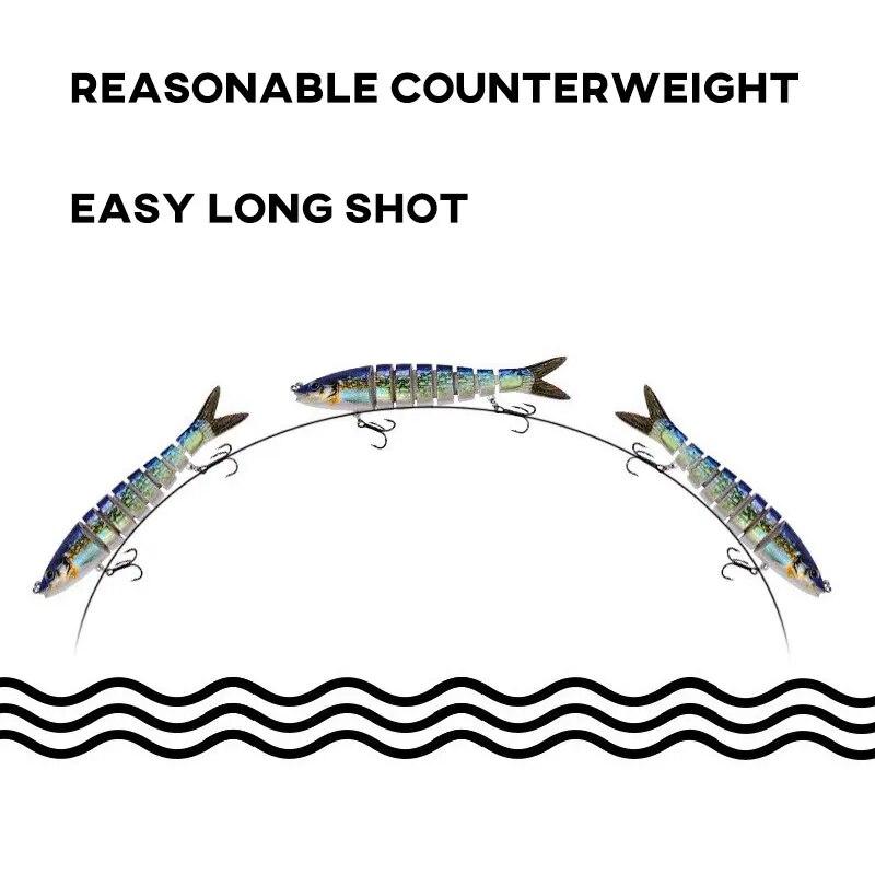 8 Segmente Swimbait Angelköder 3er Set 135mm 19g Mehrgelenkig Langsam Sinkend Bionisch 3D Augen Angelköder Werkzeug Angelausrüstung