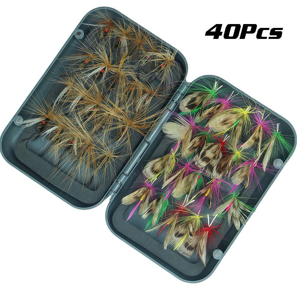 Santa King Fly Fishing Lures Kit with Box Nymph Bead head Wet Fishing Dry Flies for Trout Bass Salmon