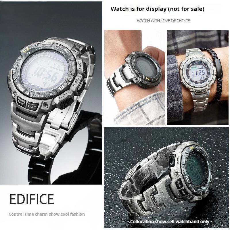 Lightweight Titanium Strap For Casio Watch Protrek PRG-240 PRG-130Y PRW-1500 Concave End Metal Bracelet Men Silicone Rubber Band