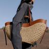French Hand-woven Women's Tote Bag Large Vegetable Basket Bag With Casual Shopping Woven Inside Bag Shoulder Underarm Tote Bag