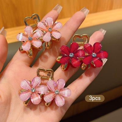 3 presilhas de cabelo em formato de flor, presilha de cabelo doce e estilosa estilo coreano, adequada para uso diário como acessório de cabelo