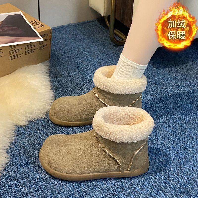 Ugly Cute Big Head Snow Boots 22 Autumn and Winter New Small Potato Fluffy Short Boots Thick-soled Piled Thickened Large Cotton Shoes