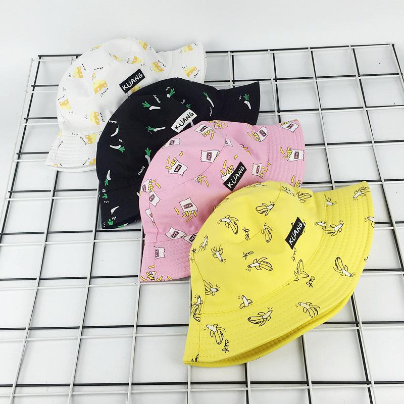 New banana fries bucket hat basin hat women double-sided sun hat summer street casual couple hat