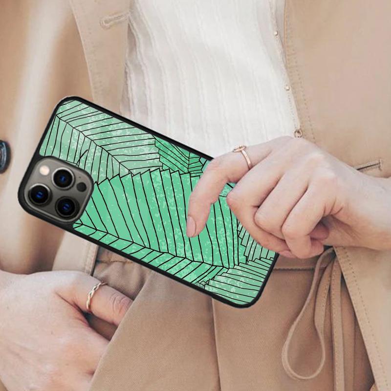 Leafy Green Pattern Cute Magnetic Phone Case For APPLE iPhone 17 Air 16 14 13 12 Pro Max 15 Plus Wireless Charge MagSafe Cover