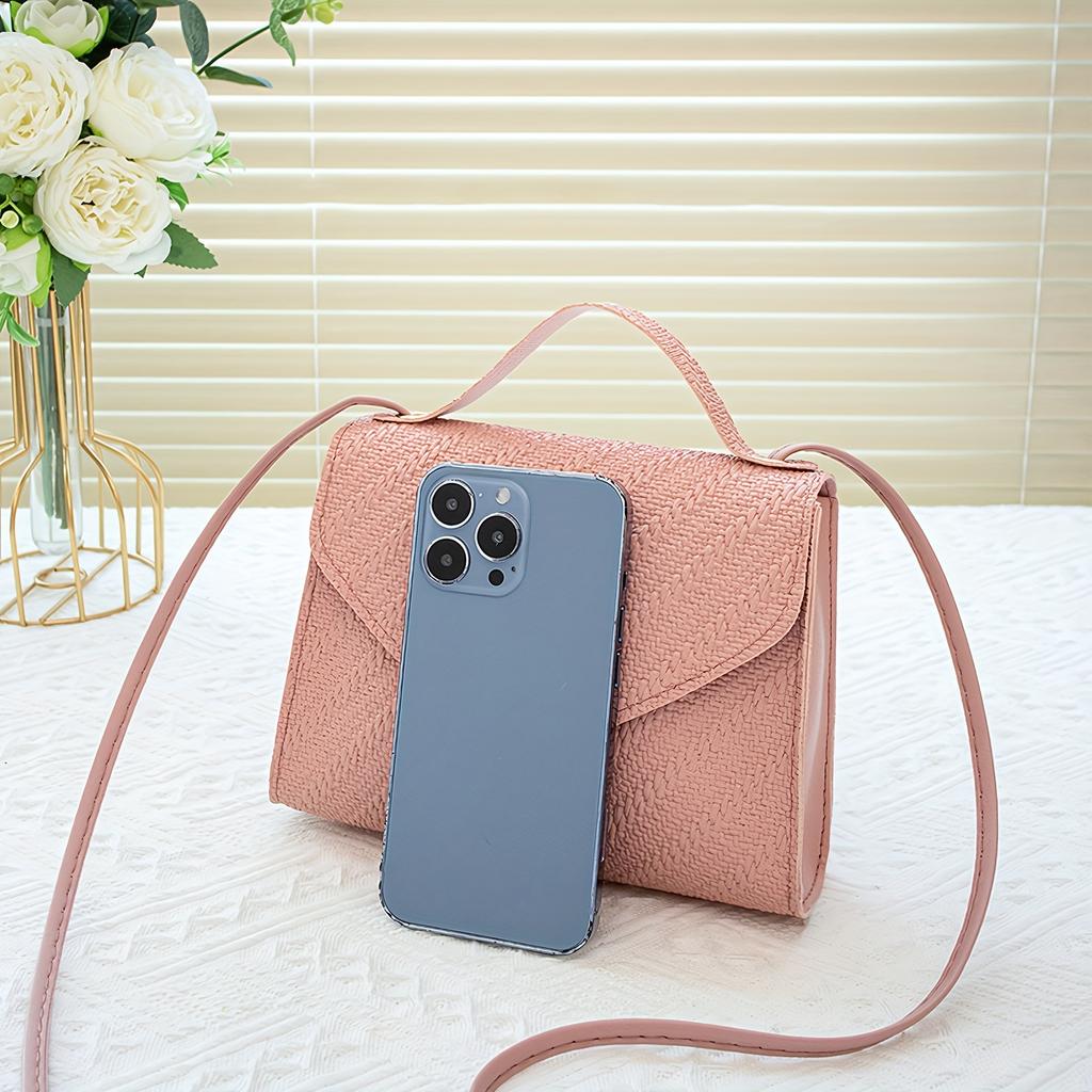 Women's Lightweight Crossbody Bag with Detachable Shoulder Strap & Accents - Minimalist Solid Color Handbag