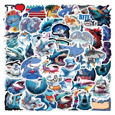 60 New Shark Cartoon Graffiti Stickers Decorate Notebook Suitcase Mobile Phone Case Stickers