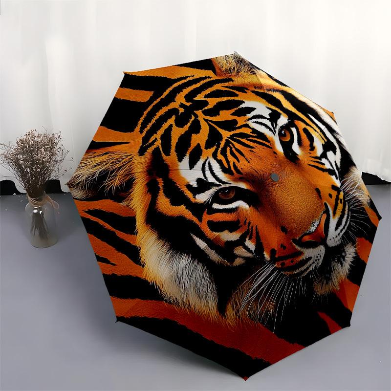 1pc Tiger Portrait Umbrella with Plastic Handle,Suitable for All Seasons Umbrellaptys26060