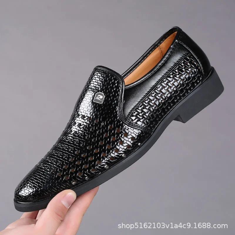 2024 hollowed out breathable luxury casual business dress leather shoes latest British style work banquet leather shoes
