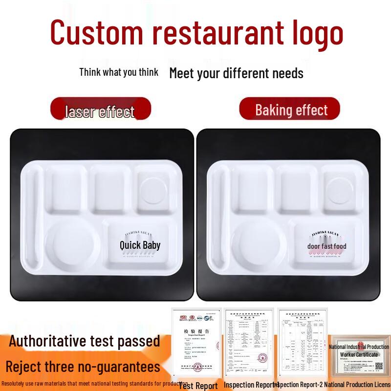 Thickened Melamine Rectangular 4-Compartment Deep Meal Tray