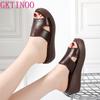 Fashion GKTINOO Woman Platform Flip Flops 2025 New Summer Women Genuine Leather Slipper High Heel Shoes Non-slip Women Slippers