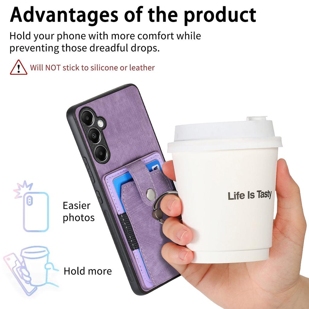 D2 For Samsung Galaxy A55 5G Phone Protective Case Ring Card Holder Kickstand Protection Cover