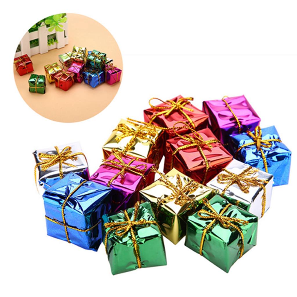 12PCS Gift Box Pendant Hanging Ornament for Christmas Tree Xmas Parties Decor