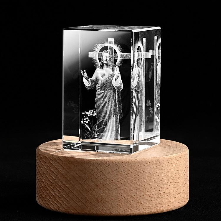 Customized Creative K9 Crystal Cube High Quality Transparent Eco-Friendly 3D Laser Engraved Religious Gifts Figurine (clear,5*5*8CM) чистый