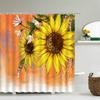 Sonnenblumenblumen Duschvorhang Wasserdicht Badezimmer 3D-Druck Polyesterstoff Blätter Pflanze Duschvorhang Mit 12 Haken Set