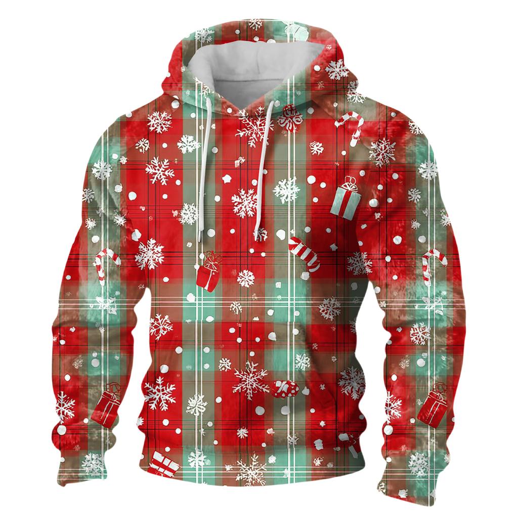 Men's Long-Sleeve Casual Flannel Hooded Sweatshirt