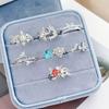 Blind Box Full Of Diamonds, Colored Treasures, Zir*****Pen Rings, Light Luxury, High-End Sense, Niche Personality Stacking, Stacking, Wearing Rings