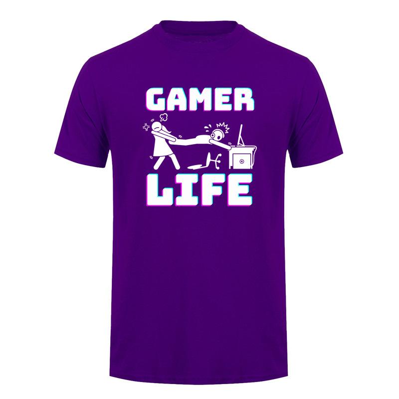 Gamer Life T Shirt Funny Video Game Player Gaming Lifestyle Computer Console Cotton Tshirts Tee Da366