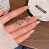 Korean sweet temperament exquisite zircon love stud earrings light luxury niche fashion versatile temperament peach heart earrings earrings