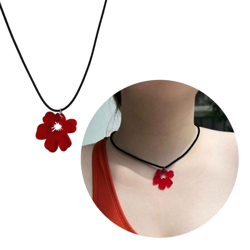 Asymetrické náhrdelníky s květinovým přívěskem Květinový choker Květinový náhrdelník Akrylový materiál Dárek pro ženy dívky