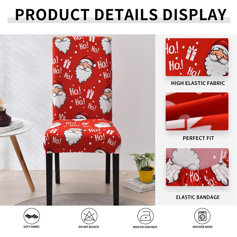 Christmas Chair Covers for Dining Room Kitchen Party Hotel Banquet Restaurant Office Stretch Seat Cover Housse De Chaise 1pc