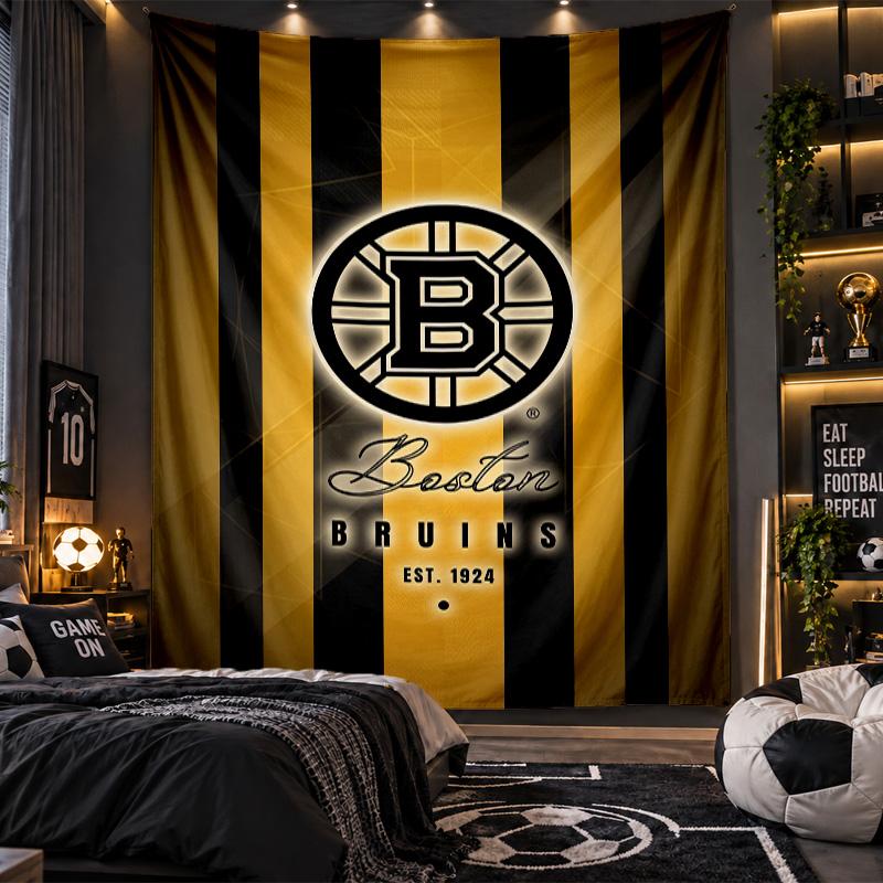 Wall Hanging Tapestry Boston Bruins Print Cloth for Living Room Bedroom Home Decor