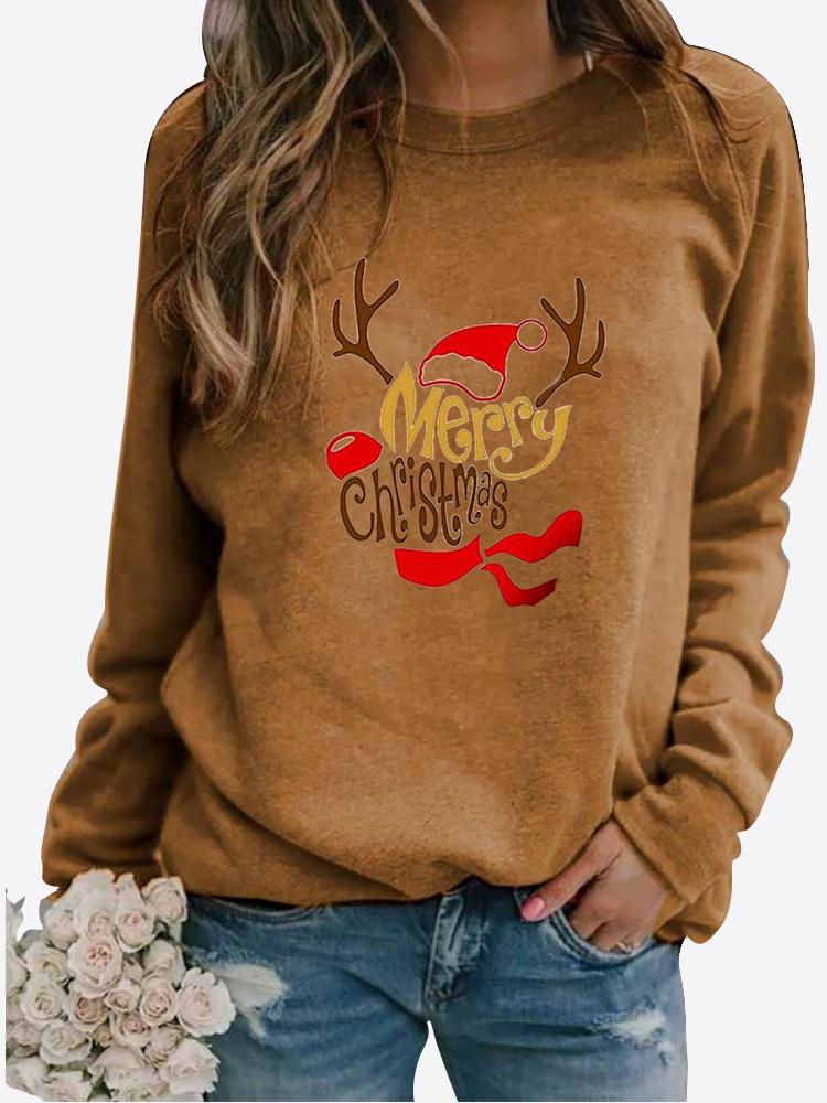 Women Winter Long Sleeved Casual Round Neck Black Cats Printed Loose Sweatshirt Tops & Blouses Plus Size T-shirts
