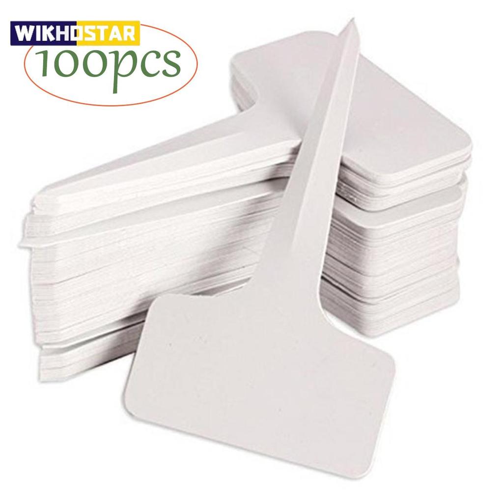 50/100 Pcs White PVC T-Type Plant Tags for Garden Labeling - 6x10 Cm