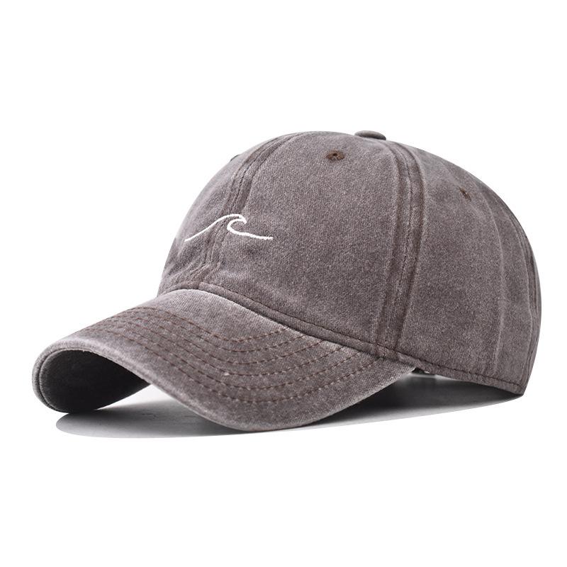 

Simple Vintage Hip Hop Hats for Women Men Snapback Caps Wave Ripple Embroidery Baseball Cap Solid Color Washed Cotton Dad Hats Adjustable коричневый