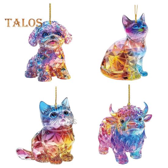 

Красочные украшения в виде животных Акриловый брелок для ключей Рюкзак Подвесные украшения Зеркало заднего вида автомобиля Аксессуары Сумка для ключей Украшения на День святого Валентина 4pcs